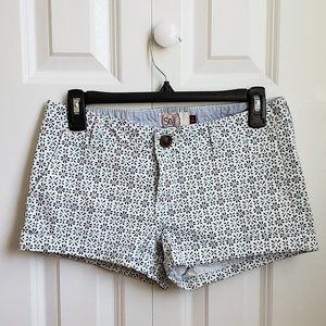 White and Navy Patterned Shorts